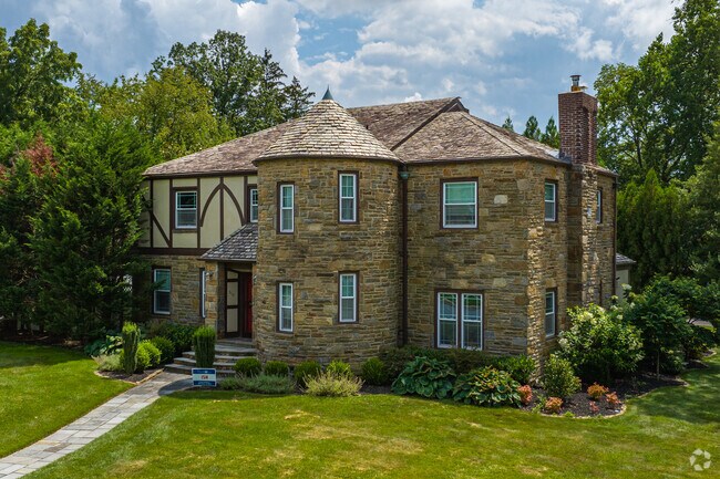 Tudor homes with stone exteriors are common across Brandywine Hills.