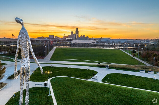 Enjoy the view of Omaha from Tom Hanafan River's Edge Park.