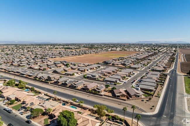 The suburbs in Falls Ranch abide by a grid pattern layout.