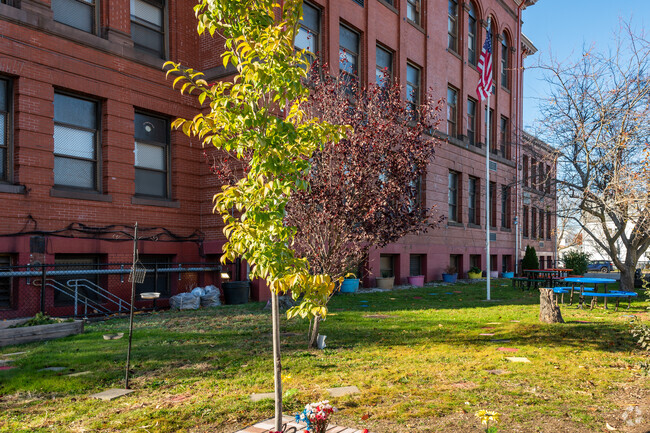 A view from the garden in Webster School located in Providence.