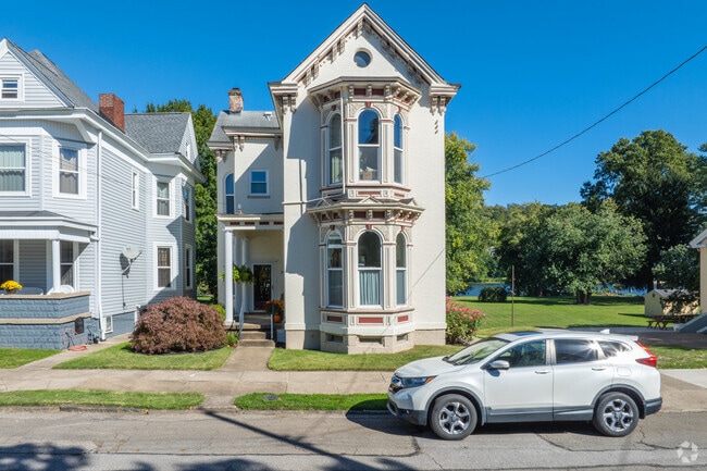 Smaller Victorian homes are within a close proximity to the Ohio River in Wheeling Island.