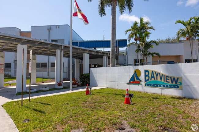 Palm trees adorn the beautiful Bayview Elementary School in Ft Lauderdale, FL.
