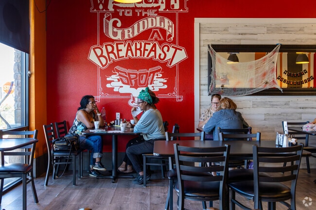 Three Little Griddles in Saddle Rock Ridge is a great meet-up spot for breakfast or lunch.