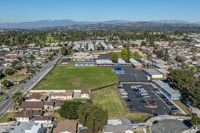 Aerial view of the campus at Los Altos Elementary School in Whittier