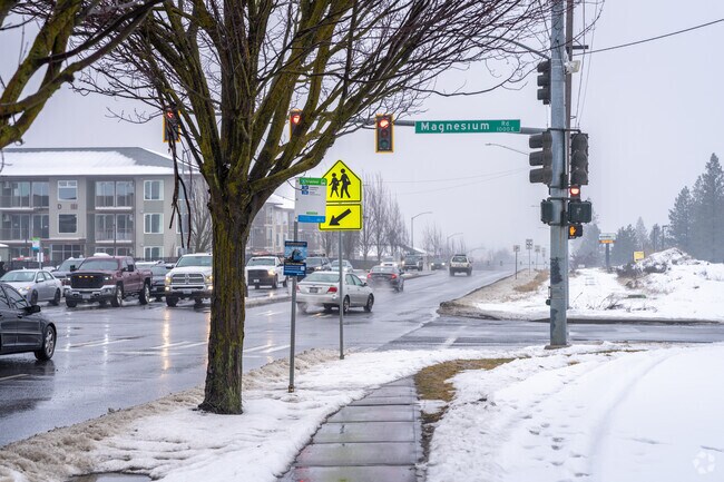 The Nevada Lidgerwood neighborhood has lots of public bus stops for the residents.