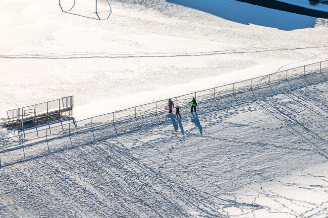 Children of all ages come to Pulaski High School in Pulaski to sled down the hill in the Winter.