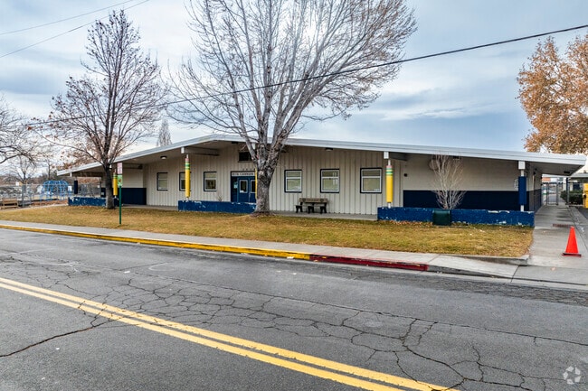 The front exterior of Rita Cannan Elementary School.