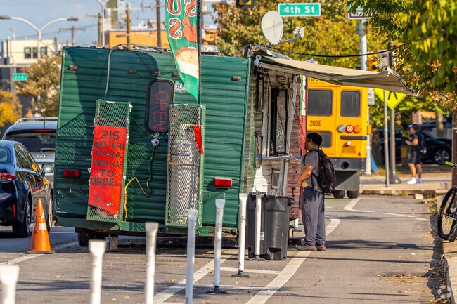 For a quick bite in Dickinson Square West, grab a taco from a food truck on Washington Ave.