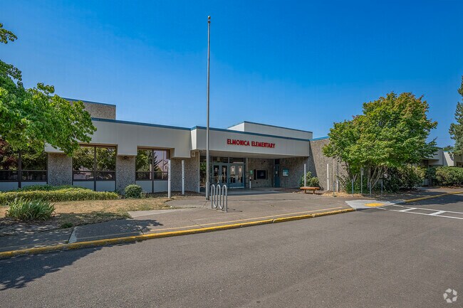 Exterior view of Elmonica Elementary School in Beaverton, Oregon.