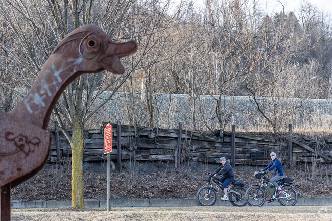 While going for a bike ride at Millvale Riverfront pArk, you will come across some unique art.