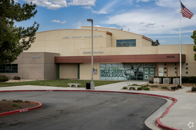 Drop off circle for students at Amelia Earhart Middle School in Orangecrest neighborhood.