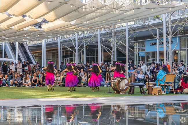 Ladies can be seen performing Hawaiian dance at City Center in Bishop Ranch.