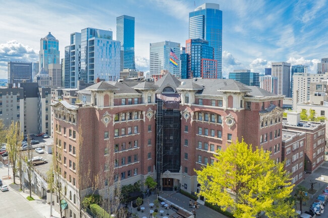 Admire the historic architecture of Hotel Sorento on First Hill.