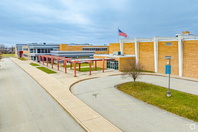 Francis McClure Intermediate School had a beautiful outdoor walkway leading to the entrance.