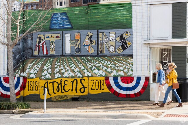 Murals and walking spaces are plentiful in Athens, Alabama.
