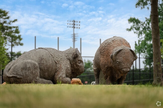 A classic Buffalo activity is climbing these animal statues in Lakeview.