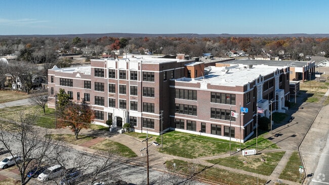 Okmulgee High School and Okmulgee Middle School share a campus on the North side of Main Street.