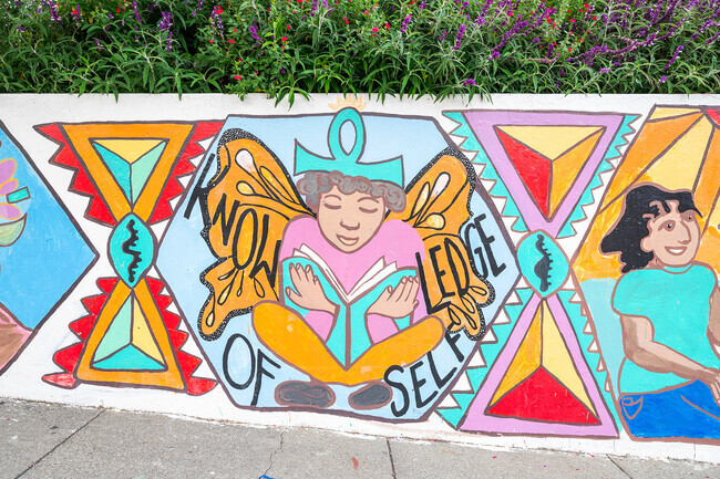 A detail of the mural in front of Malcolm X Academy in San Francisco.