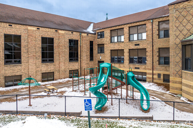 St Charles Borromeo School features two playgrounds.
