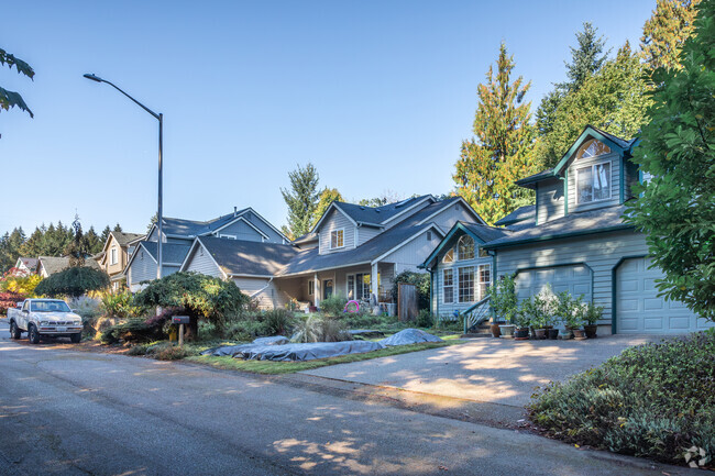 A row of newer traditional homes is seen in the Northwest neighborhood.
