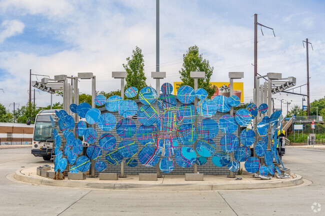 A unique sculpture welcoming travelers to the The West Baltimore MARC Station in Lexington.