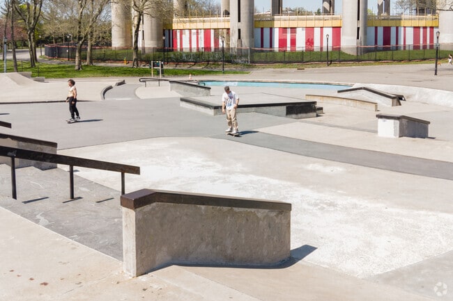 Maloof Skate Park in Flushing Meadows is a 16,000 square foot skate park where locals can work on their tricks.