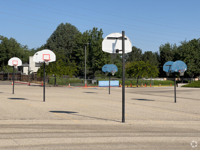 Riverside Elementary School has multiple basketball courts.