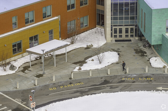 The main entrance to John F. Kennedy Elementary School in Holbrook, MA.