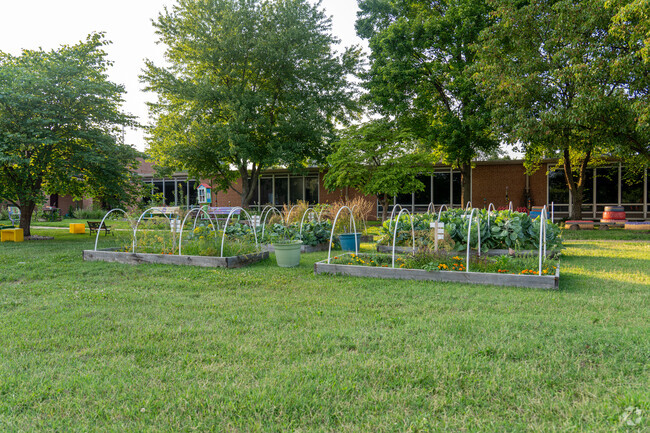 The front of Bridgeway Elementary is full of character and creates a welcoming environment.
