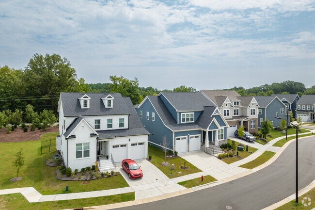 New Craftsman-style homes line small lots in Garrett.