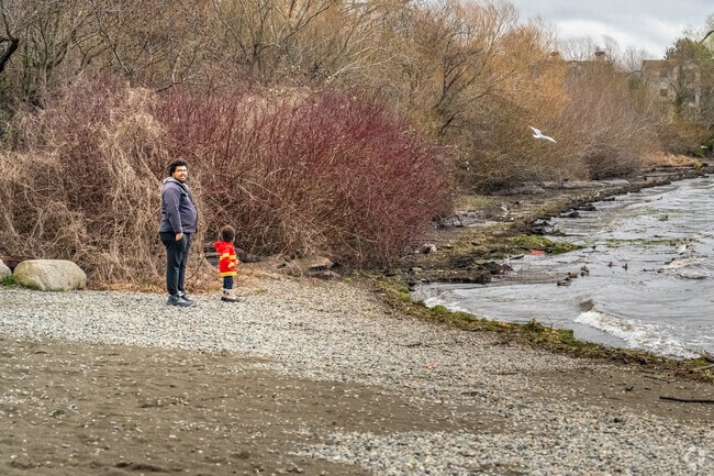 Log Boom Park near Turtle Rock has a beach and shaded picnic areas.