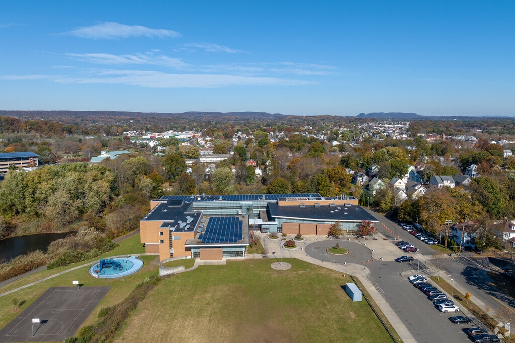 An aerial view of King/Robinson Magnet School.