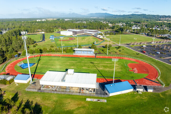 Siuslaw High School has a track and football field for students in Florence, Oregon.