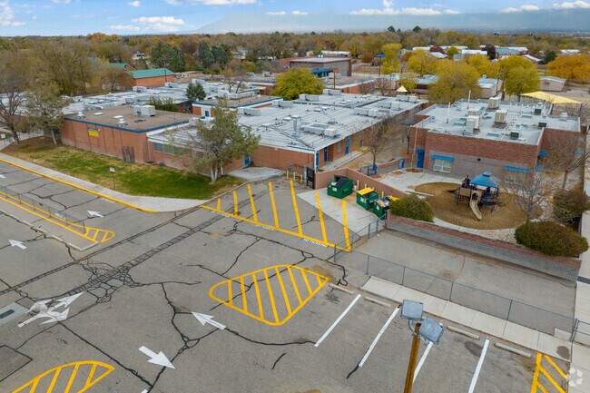 An aerial photo of one of Cochiti elementary school's playgrounds.
