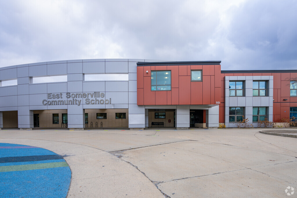 This is one of two entrances to East Somerville Community School.