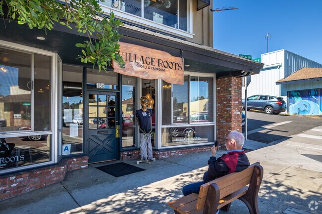 Relax and enjoy the day on a bench along Main Street in Fallbrook.
