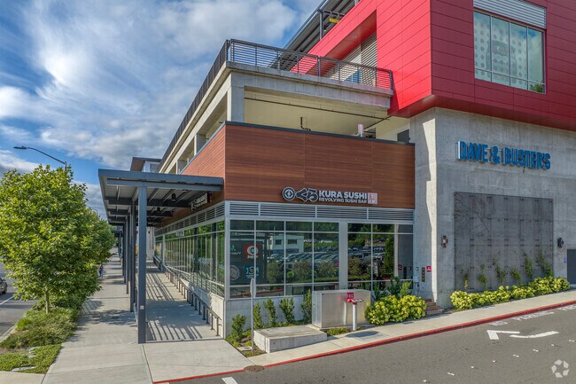 Kura Sushi offers conveyor belt dining in Wilburton’s retail hub.