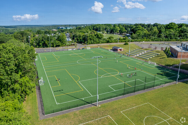 The turf field at West Rocks Middle School in Norwalk is used for various outdoor sports.