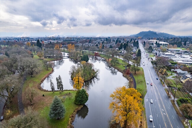 A quiet road runs along Lake Sacajawea’s shoreline in Olympic East.