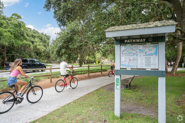 Enjoy a bike ride on one of the paved paths throughout Shipyard.