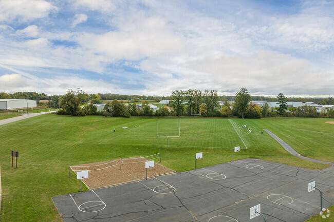 Viking Middle School Has basketball courts and a football field.