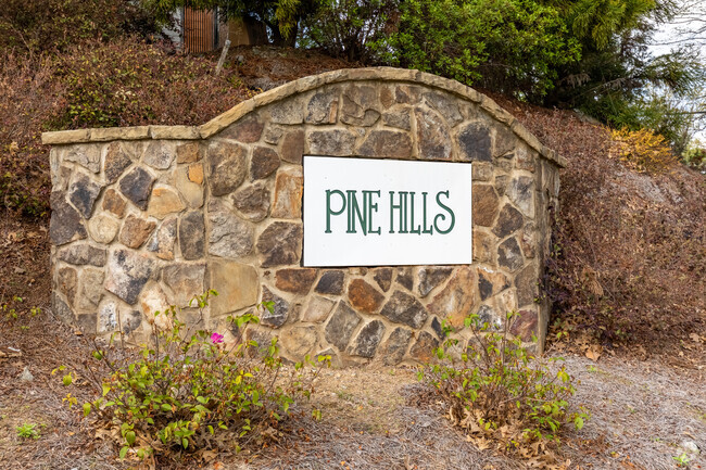 The Pine Hills neighborhood is easily identifiable from Buford Highway.