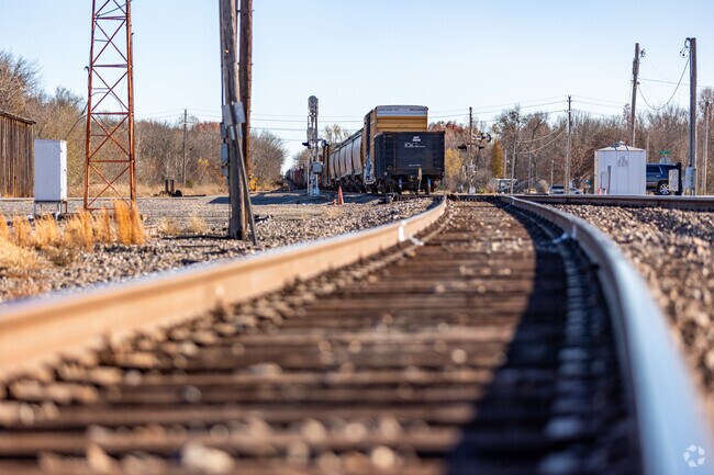 Train tracks run through the center of Central Wagoner, showing a major source of shipping.