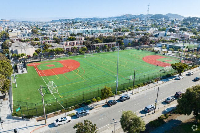 James P. Lang field and Jefferson Square Park take up a wide swath of East Western Addition.