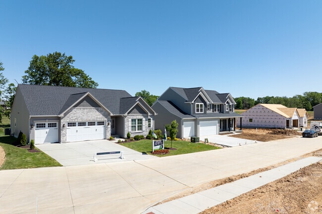 New traditional Ranchers and two-story homes are common new builds in Lake Saint Louis.