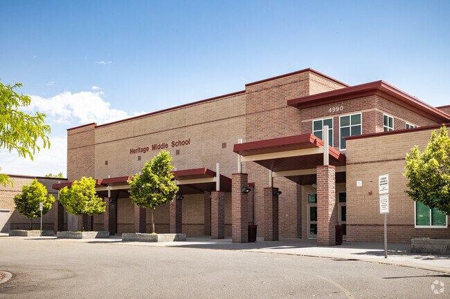 Main entrance to Heritage Middle School in Meridian.