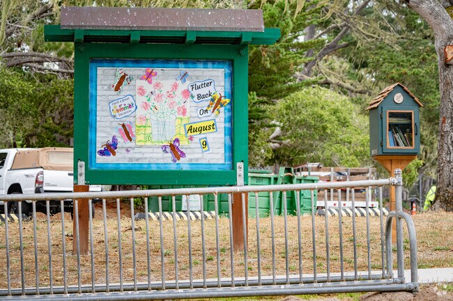 Forest Grove Elementary School event board in Pacific Grove, California.