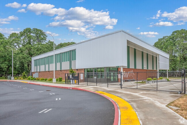Modern gymnasium at Eastwood Elementary School in Hillsboro, Oregon.