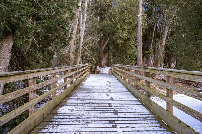 Silver Creek Park in Manitowoc has beautiful wooded paths.