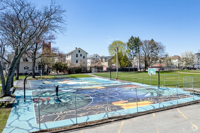 Visit the Omar Polanco basketball courts in the Lower South Providence neighborhood.